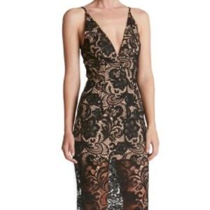 Dress the population Marie Lace midi dress NWT
